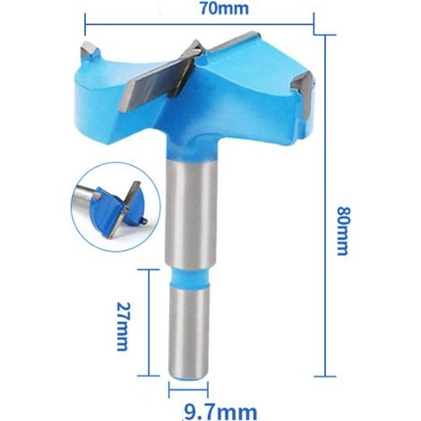 CSPARKV 70mm Blue Gray Drill Bits Tungsten Carbide Wood Hole Saw Auger Opener Woodworking Hinge Hole Drilling Reaming Bit Cutter