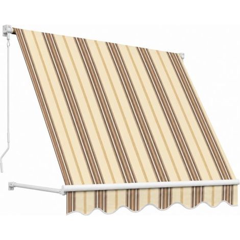 Tenda da Sole a Caduta 250X250CM da Balcone Senza Cassone con Mantovana e Asta BEIGE/MARRONE