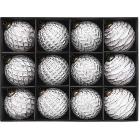 JSSEVN - Set mit 12 klassischen, handbemalten Weihnachtskugeln (1/5)