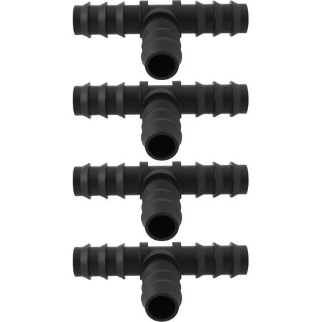 Lot de 4pcs Raccords de Tuyau en T en Plastique pour Tuyau d'arrosage Goutte à Goutte Connecteur Cannelé de Jardin pour Système Goutte à Goutte de 16mm Noir (1/5)