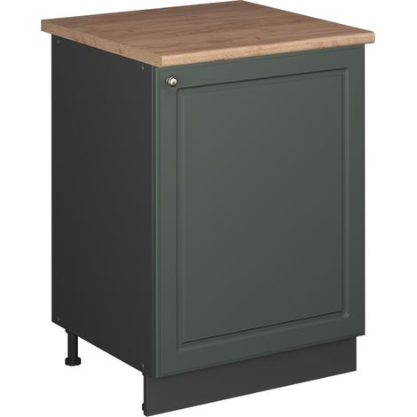 Mobiletto base cucina Fame-Line, Verde-oro rustico/Antracite, 60 cm 1 anta con piano di lavoro, Vicco (1/5)