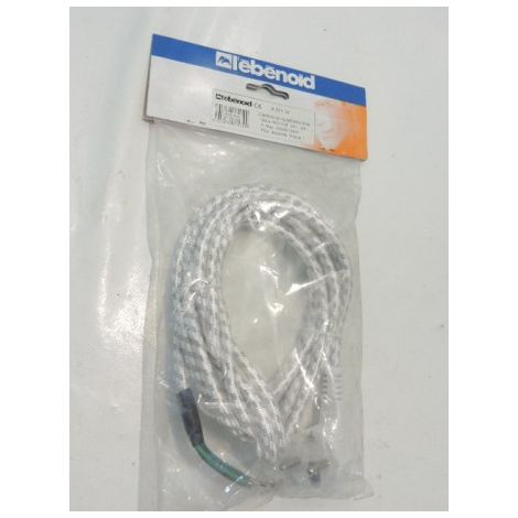 Cordon d'alimentation pour appareil 2200W max 16A cable souple 3G1mm² longueur 3m embout fiche 2P+T et cosses L'EBENOID 037134