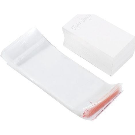 100 présentoirs blancs pour boucles d'oreilles avec sachets autocollants (1/5)