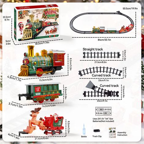 Treno di Natale Elettrico Retrò con Binari, 14 Pezzi, Luci e Musica – Decorazione Festiva a Batterie per Casa e Vetrine (1/5)