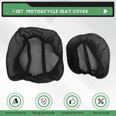 Housse de selle de protection pour moto, coussin, housse de selle 3D en filet, noire (1/5)