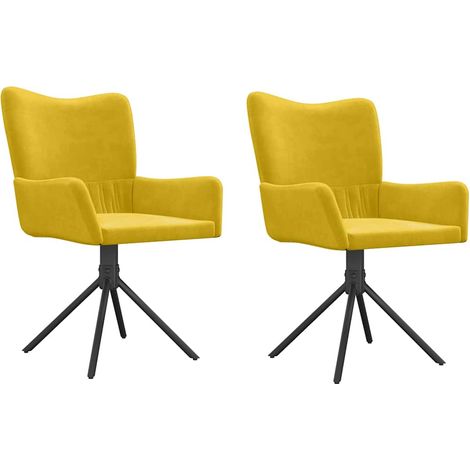 Chaises pivotantes à manger Chaise de cuisine lot de 2 Jaune Velours (1/5)
