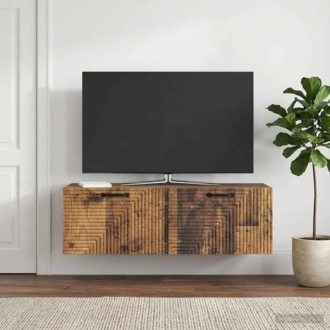 Wandmontierter TV-Schrank Altholz 98 x 31 x 30 cm Holzwerkstoff (1/5)