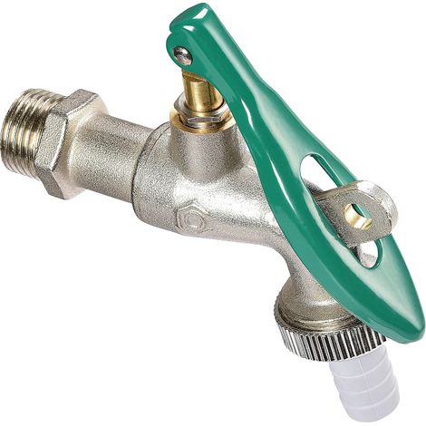 Robinet sphérique - 20,95 mm (1/2") AG - avec raccord de Tuyau - Verrouillable - en Laiton - Idéal comme raccord extérieur/Robinet pour Machine à Laver/Robinet d'arrêt / T300807 (1/5)