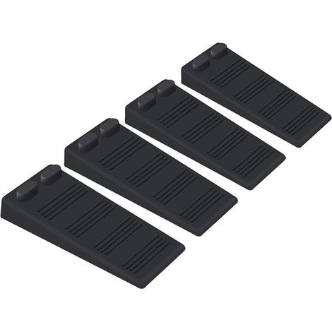 (Schwarz) 4-teiliger Türstopper aus weichem Gummi, höhenverstellbarer Rutschfester Block, ungiftig, geruchsneutraler Türstopper, schützt Böden und Wände, für Teppiche, Beton, Parkettböden