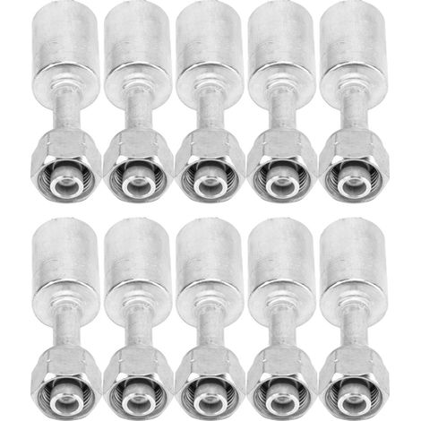 10 raccords flexibles de climatisation R134 avec manchon 3/8 pouces, angle 180 degrés pour voitures, camions et engins de chantier (1/5)