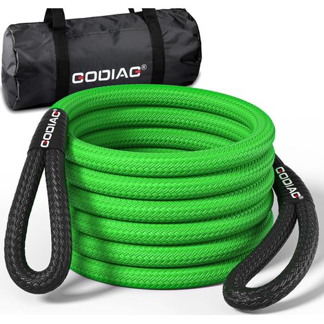 9m Corde de Remorquage Voiture avec Gants Antidérapants et Sac de Rangement, Capacité de Charge 36500 LBS, Sangle de Remorquage pour Le Secours Routier des Camions, Camionnettes et ATV, Vert (1/5)