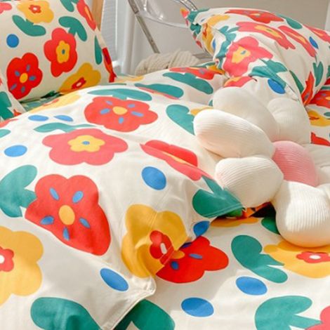 Lot 3 pièces housse de couette réversible épaisse et douce, literie minimaliste pour lit 1,5m, style rétro et frais, parure de lit d'automne/hiver (1/3)