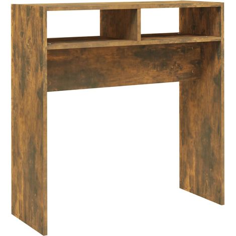 Table console，Table d'appoint，Bout de canapé，Meuble d'entrée Chêne fumé 78x30x80 cm Bois d'ingénierie