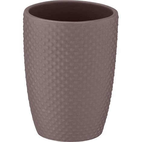 WENKO 23637100 Gobelet à Dents Punto, Céramique, Ø 8 x 11 cm, Beige Foncé (1/3)
