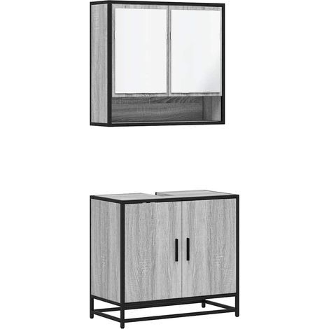 Maison Exclusive - 2-tlg. Badmöbel-Set Grau Sonoma Holzwerkstoff