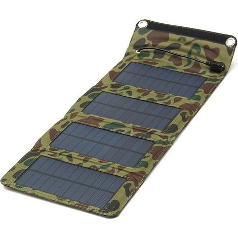 TEMPSA 1290ma Chargeur Batterie Panneau Solaire Energie USB Pliable Extérieur pour téléphone Portable 7W Camouflage (1/4)