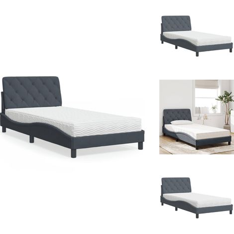 Bett mit Matratze Dunkelgrau 100x200 cm Samt - Samtbett - Doppelbett - Boxspringbett - Schlafzimmermöbel - Modernes Bett (1/5)