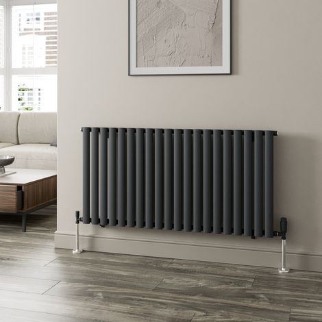 Anthracite Oval Column Designer Radiator Vertical Horizontal 600 x 1200mm Single Panel