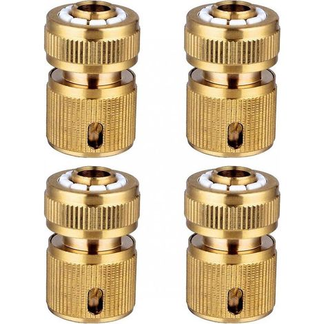 4 connecteurs rapides pour tuyau d'arrosage, laiton, compatibles DN15 1/2", diamètre extérieur 16 mm, usage jardin et lavage auto (1/5)