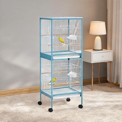 Cage pour oiseaux azul claro en aço e Madeira 51,5 x 50 x 140 cm (1/5)
