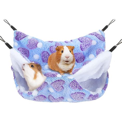 Hamac naturel JeiibrZui pour animaux de compagnie - Taille L - 1 pièce - Violet - Couchage doux à deux couches pour cochons d'Inde, hamsters, furets et lapins (1/5)