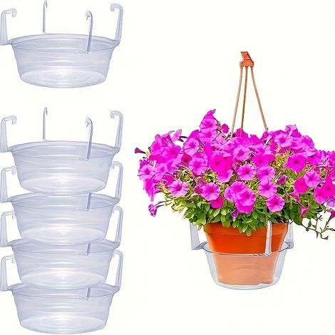 Lot de 5 soucoupes pour jardinières suspendues – 6 pouces – Plastique – Coupelles de récupération pour suspensions (1/5)