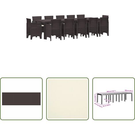 Salle à manger extérieure - Ensemble de salle à manger pour jardin 13 pcs Marron Rotin (1/5)