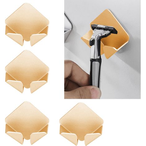 Lot de 4 supports de rangement adhésifs sans perçage pour câbles d'alimentation, avec prises et fiches, pour la maison (couleur or). (1/5)