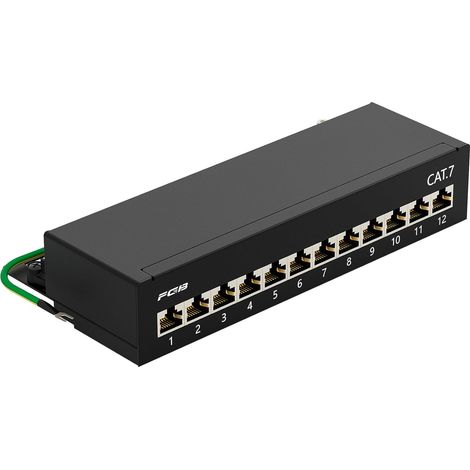 CAT 7 Patch Panel, 12 Ports, Table/Wall/Desktop Mount, Shielded, 12 RJ45 Sockets, LSA Distribution Panel for Gigabit Network Switch (1/5)