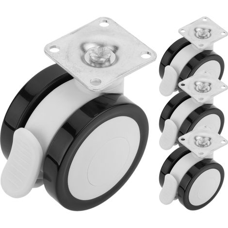 PrimeMatik - PU&ABS Roulettes pivotantes pour lit médicalisé, frein à sens unique et serrage de type plaque, 65x45x68mm 4-pack (1/5)