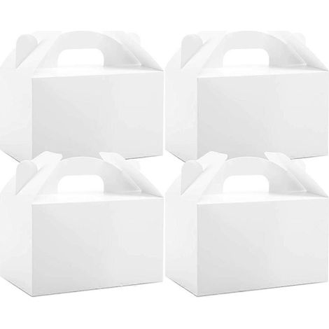 Lot de 48 boîtes cadeaux blanches à pignon, en papier, idéales pour les fêtes d'anniversaire, 15,2 x 8,9 x 8,9 cm (1/5)