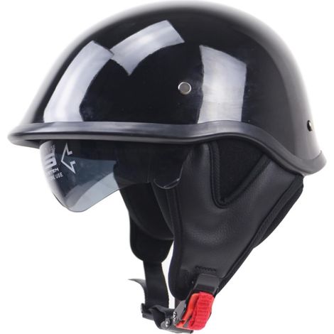 Offener Helm mit Visier, DOT-geprüft, Schwarz glänzend, XL (1/5)