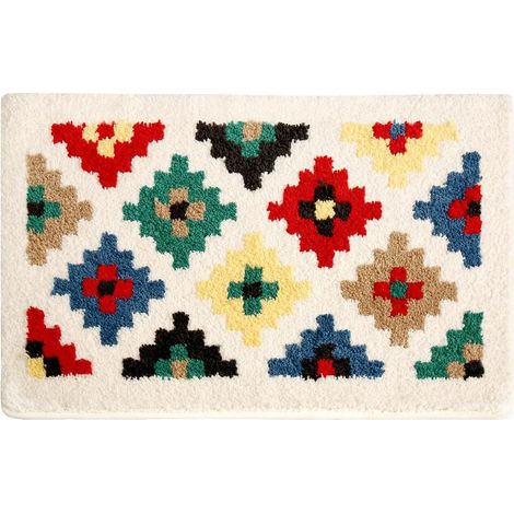 Tapis de bain antidérapant noir et blanc en microfibre douce et moelleuse, absorbant et lavable, pour baignoire et douche, 40 x 60 cm (1/5)