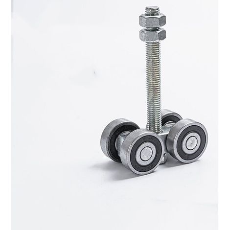 Ensemble de Chariots à Roue pour Porte Coulissante Galets en Fer Galvanisé Antirouille Capacité 50 Kg Format Compact Blanc Adapté aux Profilés Hauts et Usage Extérieur