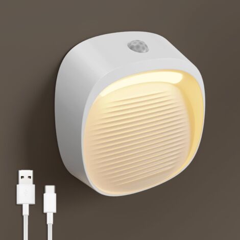 Veilleuse Murale avec Détecteur de Mouvement, Lampe Murale Sans Fil Rechargeable, Lampe D'escalier à Batterie, Modes de Liaison, Blanc Chaud [Classe énergétique E] (1/5)