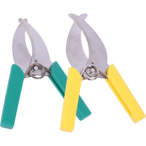 Set mit 2 professionellen Rindenscheren für die Gartenarbeit (grün, gelb)