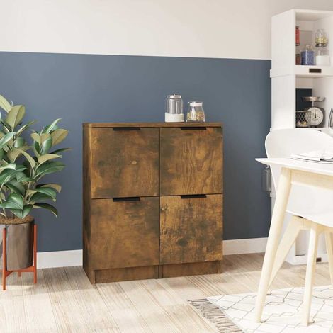Lot de 2 Buffets Bahut Meubles de rangement Commode Chêne fumé 30x30x70 cm Bois d'ingénierie BV411857 - BonneVie (1/5)