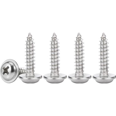 Vis Autotaraudeuses à Tête Ronde Avec Rondelles M3x12mm Vis Cruciformes à Bois Inox 304 Vis Placo à Tête Large Bombée, Entièrement Fileté, 50 Pièces (1/5)