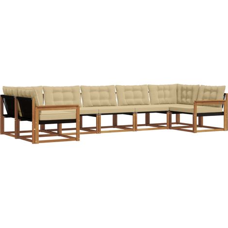 Ensemble de canapés d'extérieur 7 pcs Salon de jardin Naturel et Beige (1/5)