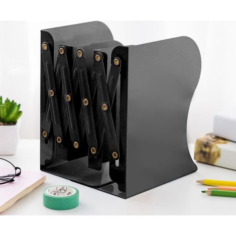 Serre-livres réglables en métal pour bureau et étagère - Support porte-revues extensible jusqu'à 48 cm (1/4)