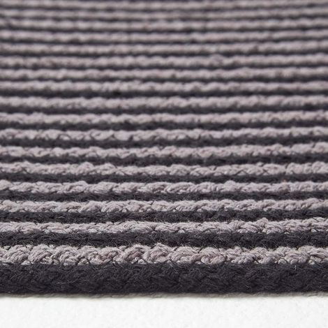 HOMESCAPES Tapis rond tissé à plat en coton spirale Gris et Noir, 150 cm