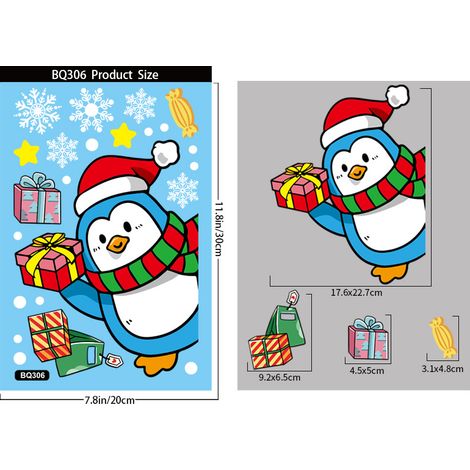 Autocollants statiques Père Noël, autocollants de Noël, autocollants pour vitrines, décorations de Noël, stickers pour fenêtres