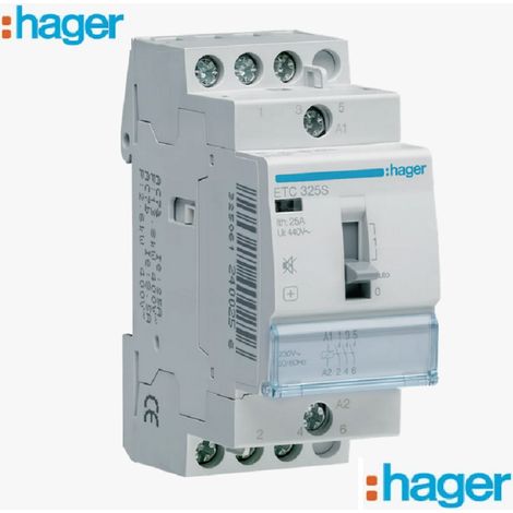 Hager – Contacteur à clé jour/nuit 25A – Tétrapolaire 3F – 230V – Commande manuelle – Conforme CE et NF
