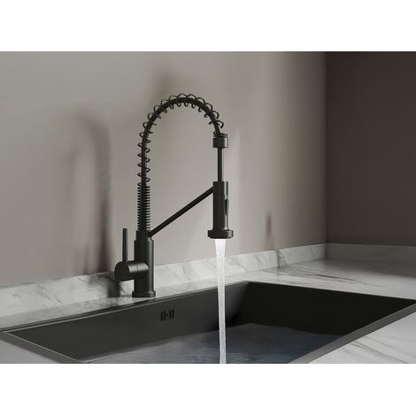 Rubinetto per cucina con doccetta estraibile in Acciaio inossidabile Nero opaco - ROFLEX (1/4)