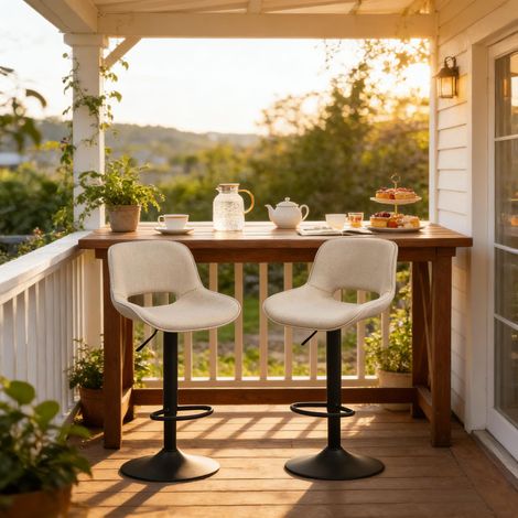 Luxuriöser drehbarer Barhocker für den Außenbereich – ideal für Terrasse, Garten und offene Theke – Set aus 2 eleganten Hochhockern