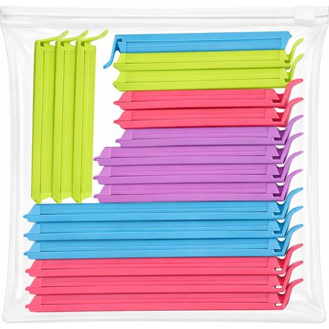 18-Pack Food Clips with Storage Bag, Reusable Food Bag Clips for Food Storage, Freezer Bags & kicthen Bags,Sealing Bag Clips in 3 Practical Sizes and 4 Bright Colors (1/5)