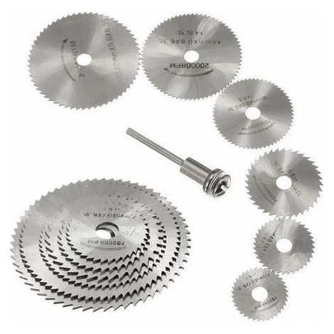 Neues 7-teiliges HSS-Sägeblattset für Dremel-Rotationswerkzeuge, Kreissägeblätter für Holz, passend für das Dremel-Rotationswerkzeugfutter mit 3,175 mm (1/8") Verlängerungsstange (1/4)