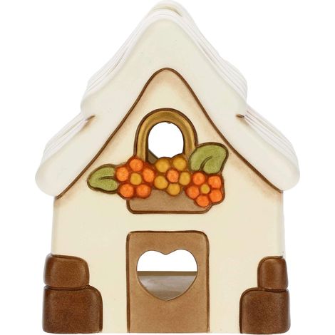 THUN - Porta Candela a Forma di Casetta - Decorazioni Natale Casa - Ceramica - 10 x 9,5 x 11 h cm (1/5)