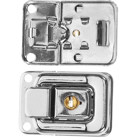 Lot de 4 Set de Loquets en Fer avec Clé, Petite Taille, Serrure à Bascule Verrouillable avec Vis, pour Boîte à Bijoux, Coffre en Bois, Boîte à Outils et Valise, Remplacement (1/5)