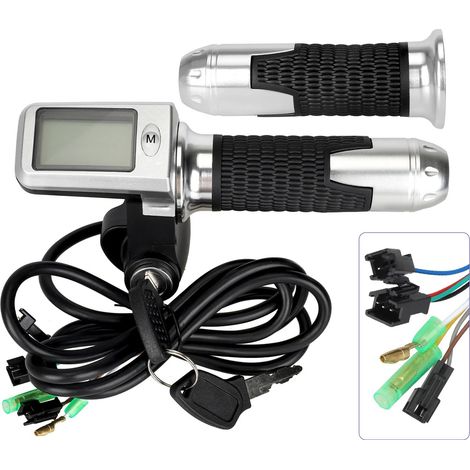 Universal key-operated throttle grip for 36V, 48V, 60V electric scooters with integrated speed control and throttle grip. (1/4)